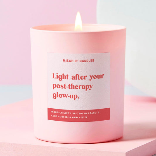 Funny Therapy Gift Soy Wax Candle Light After Your Post-Therapy Glow-Up