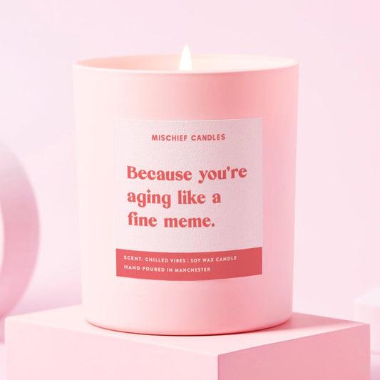 Funny Birthday Gift Soy Wax Candle Aging Like a Fine Meme