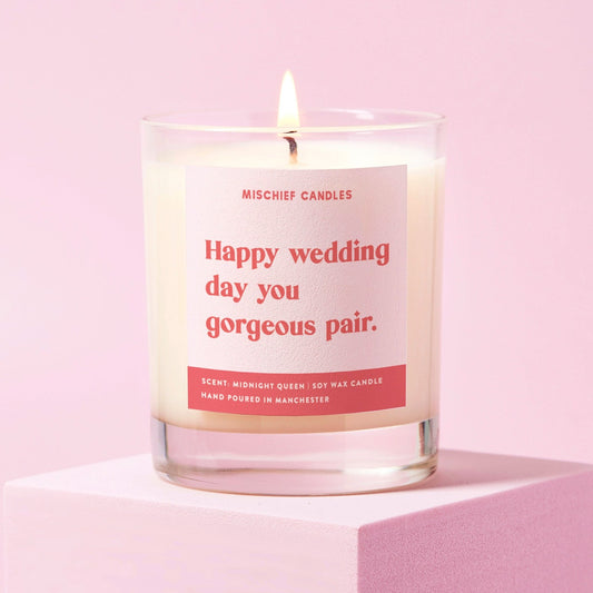 Funny Wedding Gift For Couple Candle Happy Wedding Day You Gorgeous Pair