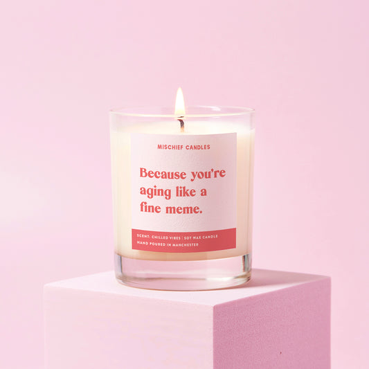 Funny Birthday Gift Soy Wax Candle Aging Like a Fine Meme