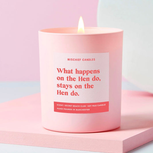 Funny Hen Party Gift Candle What Happens on The Hen Do